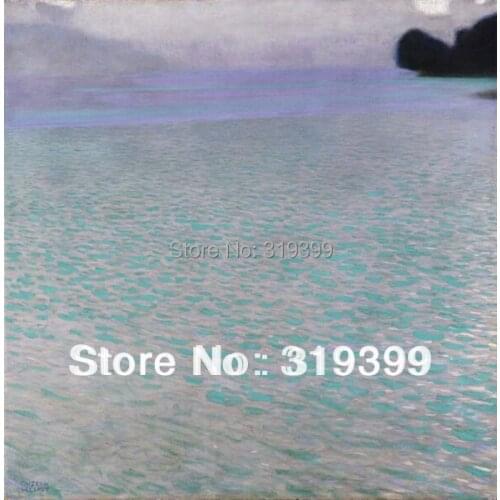 Gustav Klimt Oil Painting reproduction on Linen Canvas,Lake Attersee,Free fastship,Handmade,Museam Quality