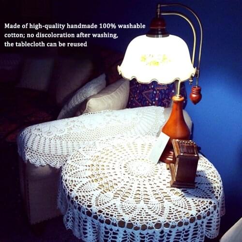 Handmade Crochet Tablecloth Handmade Lace Tablecover Round Pad For Patio Kitchen Dining Room Party Wedding Decoration