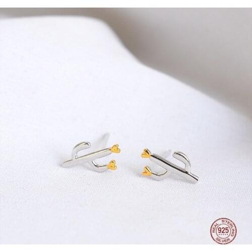 LKO 925 Sterling Silver Vintage Cactus Stud Earrings For Women School Girls Exquisite Simplicity Jewelry Gift Accessories