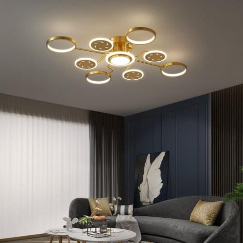 All Copper Chandelier Living Room Lamp Light Luxury Modern Minimalist Hall Copper Lamp Nordic Lighting