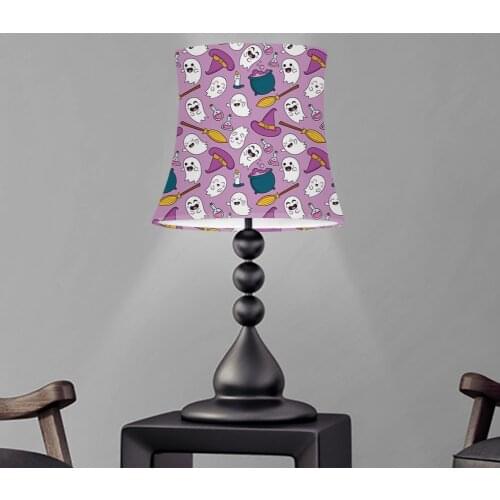 Cute Cartoon Halloween Ghost Pattern Pink Table Lamp Shade Dust Proof Lamp Cover Washable Lamp Screen Bedroom Lampshade abajur