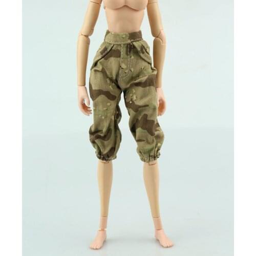 1/6 Scale Female Figure Clothes Kuwaiti US Army Camouflage Seven Points Pants Trousers Model for 12‘’ Fish Sitting Body