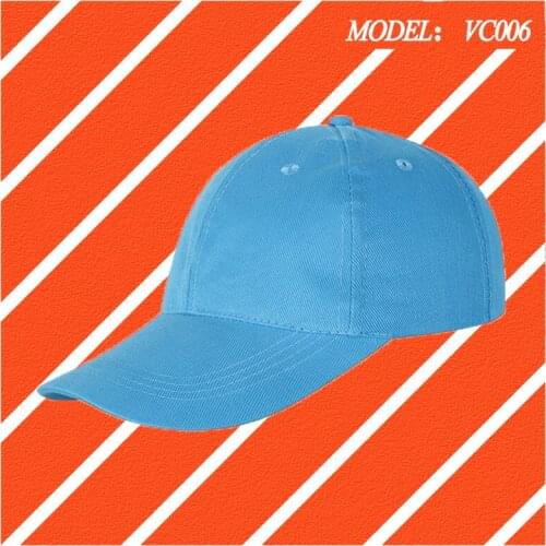 Trendy brand cotton six-piece cap, pure cotton pure black cap, flat brim baseball cap, all-match street sun hat VC006