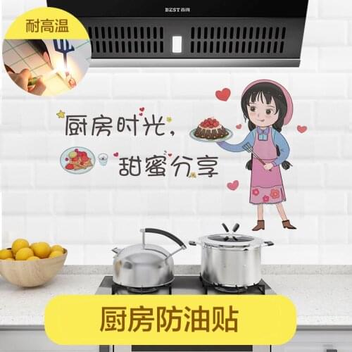 Cartoon Anti-oil pollution kitchen PET Wall Stickers Antifouling home decoration Mural Decals Wallpaper kitchen Tile sticker