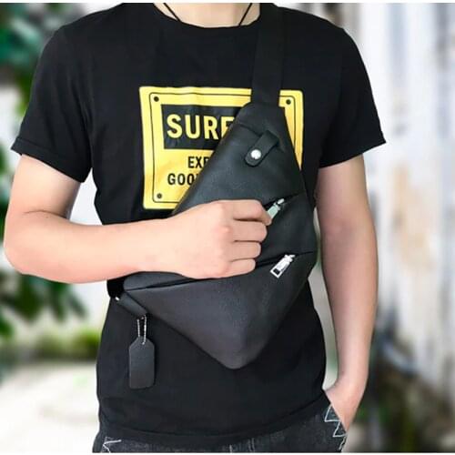 Luufan Genuine Leather Chest Bag For Man male Black Crossbody Bag Messenger Bags Soft Cow Leather Travel Pack Riding Bags