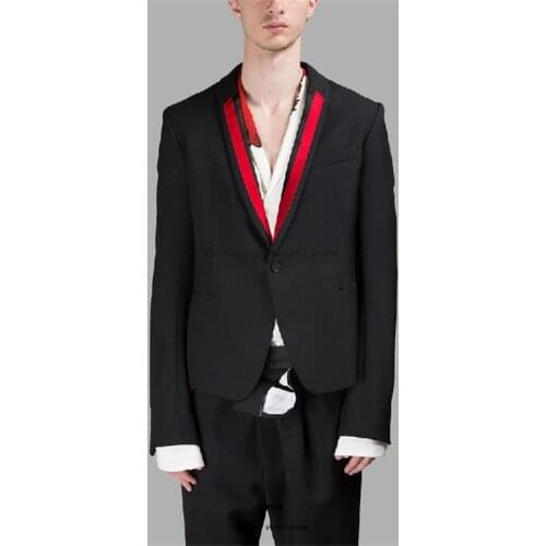 2017 New Mens clothing fashion Hair Stylist Catwalk Street Mosaic red formal dress Suit PLUS SIZE Singer costumes
