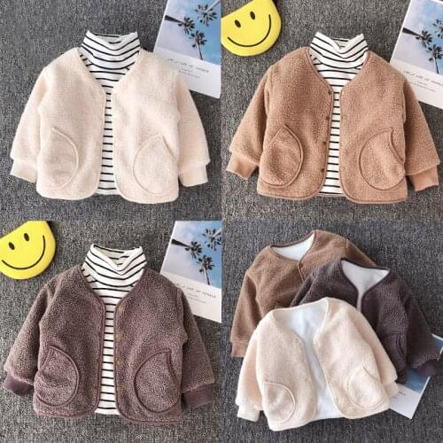 New Autumn and Winter Childrens Wear Korean Lamb Cashmere 1-4 Year Old Coat Childrens Winter Plush Cotton Coat