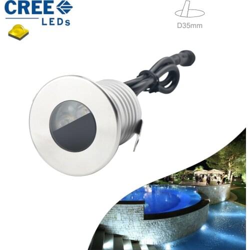 Half Moon LED Underwater Lights IP68 3W 12-24V Outdoor Under Ground Recessed Spot Lamp Garden Swimming Pool Lighting Hole D35mm