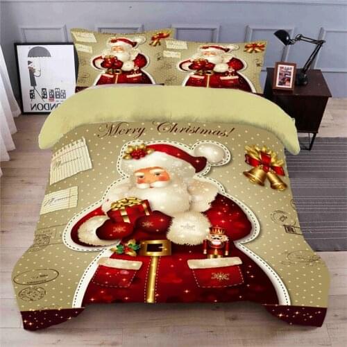 3D bedding Golden santa claus present polyester Duvet bedding Set Duvet Cover sheet bed king queen bedding quilt cover size