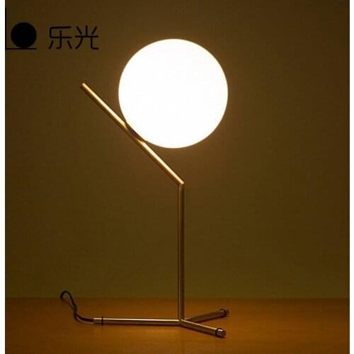 Simple North America style retro iron art glass ball table lamp study desk lamp fashion desk lamp bedroom bedside lamp