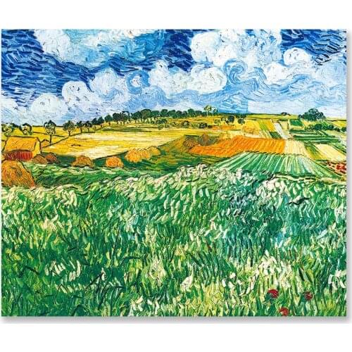 Custom Painting Plain At Auvers with Rain Clouds Picture Drawing Oil Acrylic Paint on Canvas Personality DIY Room Decor