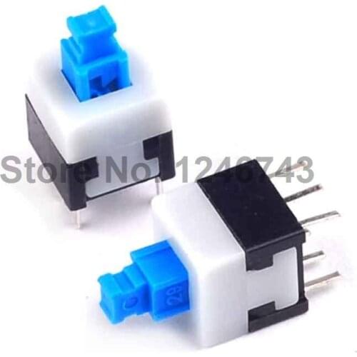50PCS( 8*8 Self Locking Switch)8mm x 8mm Miniature Self-locking Switch Push Rectangle Button 6-pin,Long Life Use