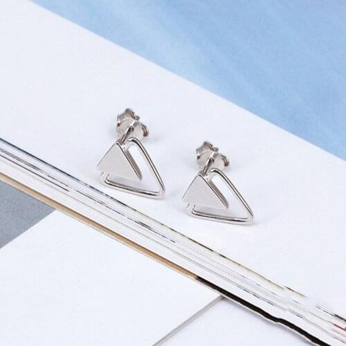 GorGor Clip Earrings Women 925 Sterling Pattern Triangle with Ring Minimalist Creative Anniversary Trendy Jewelry 60201567050A