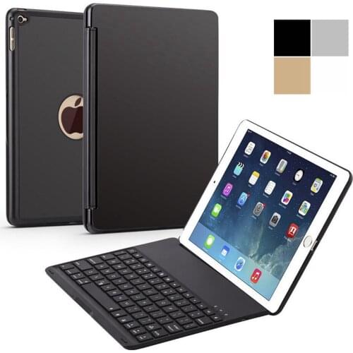 Slim Clamshell Smart Aluminum Bluetooth Russian/Spanish/Hebrew Keyboard Case With 7 Colors LED Backlit For iPad Air 2 iPad 6