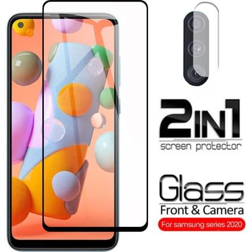 2-in-1 Protective Glass for Samsung Galaxy A11 Screen Protector Camera Lens Trempered Cover Film 6.4" A 11 Full Cover Film