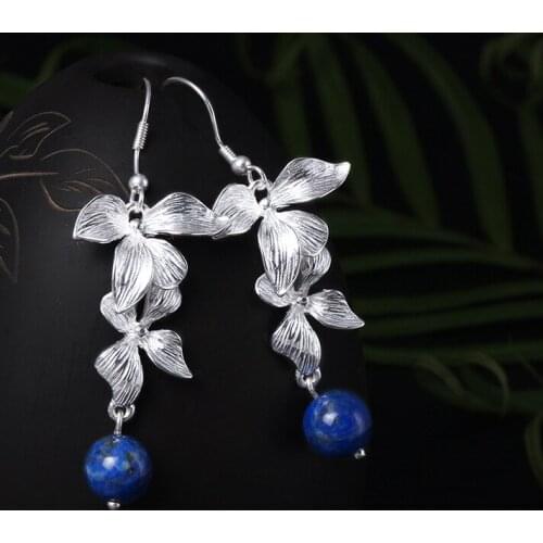 Ginkgo Leaves Long Drop Earrings Authentic 925 Sterling Silver Accessories For Women High Quality Fashion Lady Gift