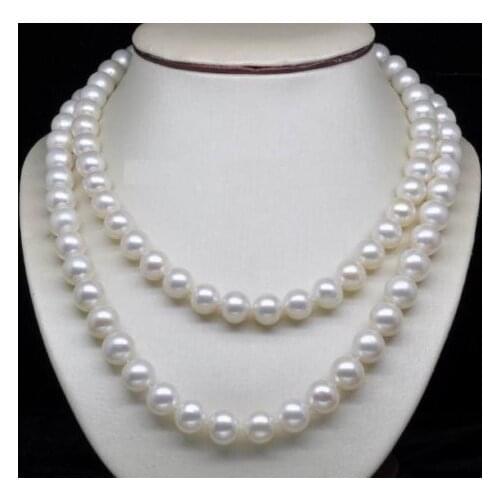 Mujer Women Gift word Love >>>>> genuine AAA 8-9mm south sea white pearl necklace 32 INCH Fine modaLuxury Ms. girl Wedding