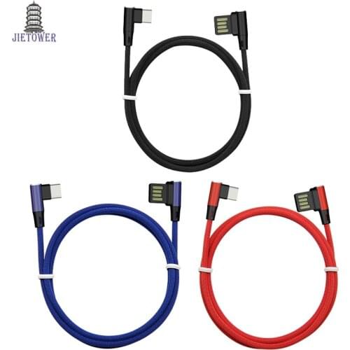 100pcs/LOT USB Type C USB C 90 Degree Fast Charging usb c cable L Type-c data Cord Charger usb-c For Samsung S8 S9 Note 8 Xiaomi