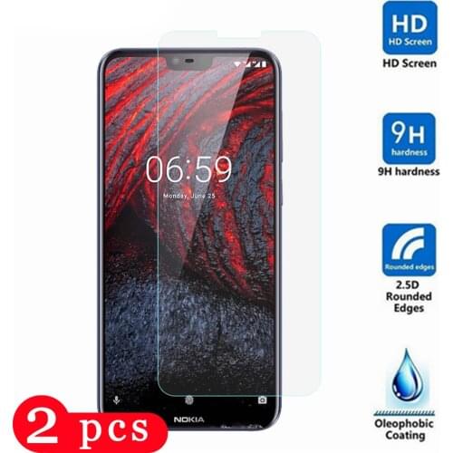 2Pcs 9H tempered glass for nokia x6 nokia 6.1 protective film phone screen protector for nokia 6 on the glass smartphone