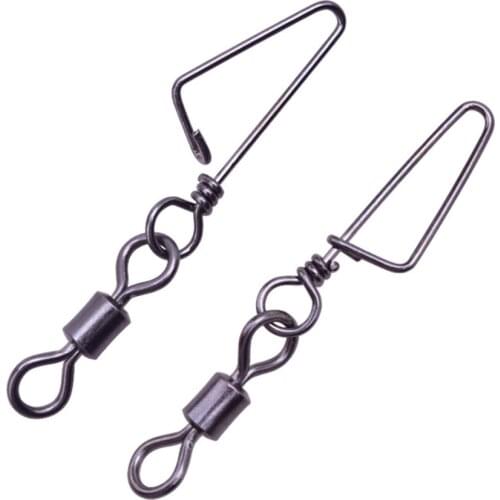 20Pcs Stainless Steel Fishing Gear American Rotary Ring 8-Word Connector Rolling Snap Swivels Fishing Accessories Lure