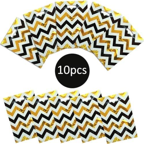 20pcs Black Gold Chevrons Candy Bags Kids Birthday Baby Shower Black Chevrons Party Supplies Gold Foil Gifts ReturnBags
