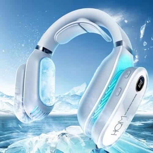 2021 Neckband Fan Air Cooler Bladeless Fan USB Rechargeable Leafless Fans Cooling Conditioner and Warm Heater Wearable Neck Fan