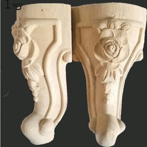 4PCS Wood Carving Decal Corner Applique European Furniture Foot Carved Wood TV Cabinet Seat Foot Bathroom Cabinet Legs
