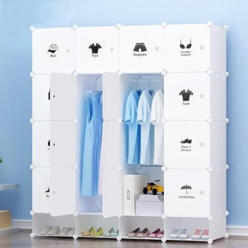 4-layer Plug-in 16+4 Cube Storage Cabinet Plastic Wardrobe With Shoe Cabinet Bathroom Racks, Bathroom Cabinets, DIY Cabinets HWC