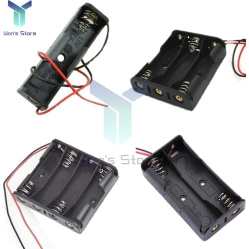 5PCS 1/2/3/4 1XAA Plastic Battery Box Case Slot Container 18650 Battery Holder with Lead Wire Lithium Battery Storage Case