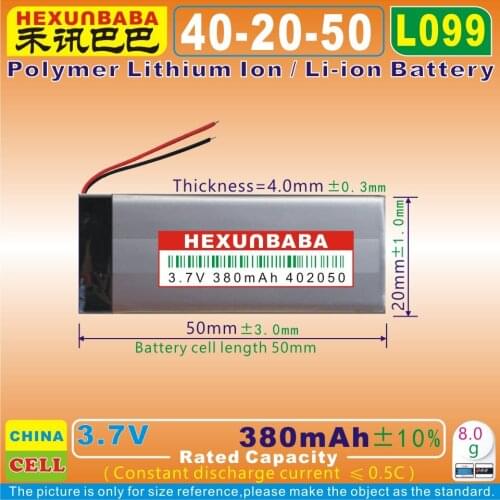 5pcs [L099] 3.7V 380mAh [402050] Polymer lithium ion battery for bluetooth earphone,Cardo Scala Rider Q1 Q3 WW452050PL Rider FM