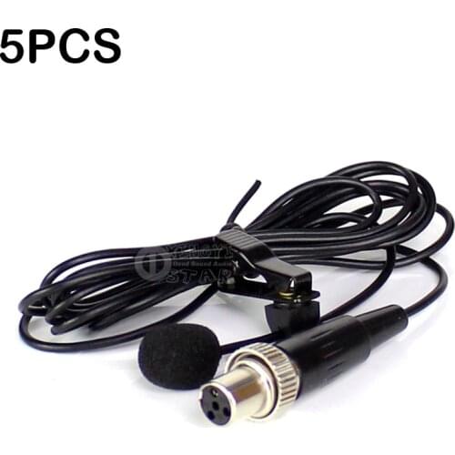 5Pcs Mini XLR 4 Pin Lock Lapel Microphone Lavalier Collar Mic Micro For MIPRO Karaoke UHF Wireless System Bodypack Transmitter