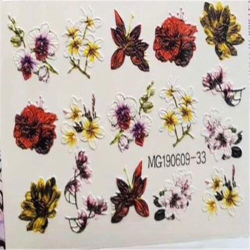 6D Cubic Traceless Engraved Flowers Nai Sticker Fashion Hot Selling Nail Decals Nail Art Nail Decor