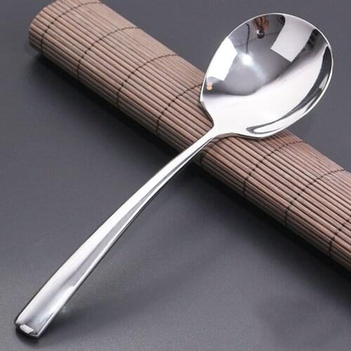 8.7" Large Stainless Steel Buffet Serving Public Spoon Thickened Soup Spoon Stirring Tablespoon Western Restaurant Round Spoons