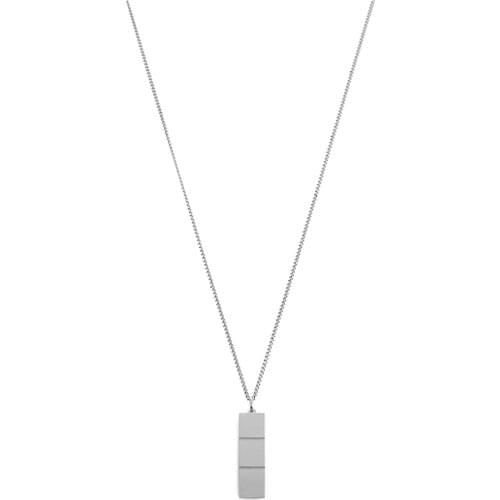 925 Sterling Silver Layer Long Stick Pendant Necklaces for men Necklace Men Simple Long Chain Rectangular pendant