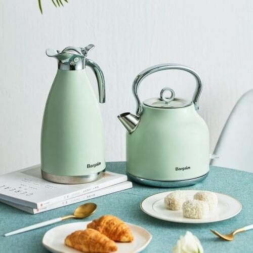 Retro automatic electric kettle 304 stainless steel household appliances portable travel water boiler 1800W European coffee pot