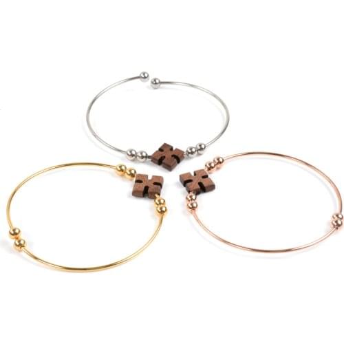 Stainless steel and wood bracelet in stock