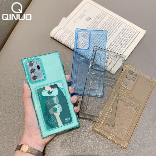 Card Holder Transparent Case For Samsung Galaxy A52 A32 5G A12 A02 A72 A42 Note 20 S21 Ultra S20 FE S10 Plus Clear Wallet Cover