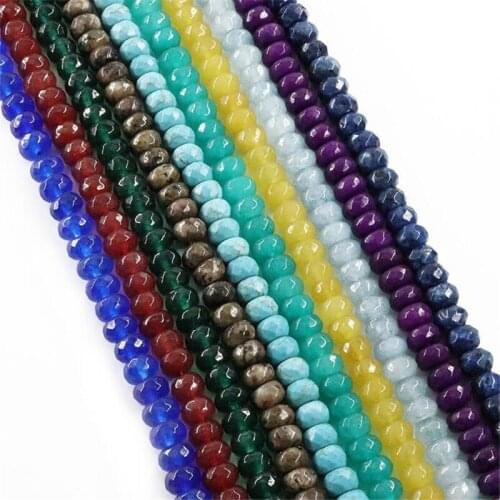 Natural Stone 5x8mm Green Jades Faceted Abacus Loose Beads DIY Gift Accessory Chalcedony Fashion Jewelry Making Parts 15
