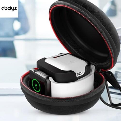 For Apple Watch Series 5 4 3 2 1 Se Portable Charger Holder Dock Case Travel Hard Protective Airpods Bag Pouch Cover Zipper Box