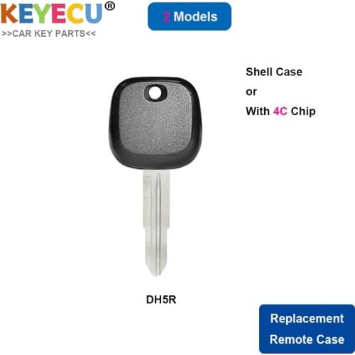 KEYECU DH5R Blade Transponder Chip Key Shell Case Fob / with 4C Chip for Daihatsu Charade Copen Cuore Feroza Sirion Terios YRV