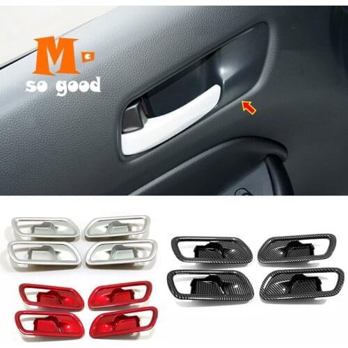 For Honda Fit Jazz 2020 2021 4pcs accessories ABS Matte/Carbon fiber Car inner armrest door Bowl frame Cover Trim car Styling