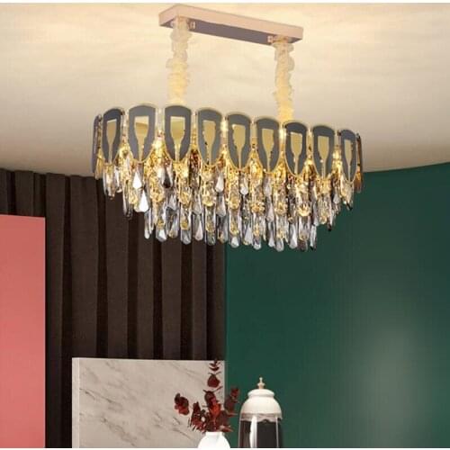 Stainless steel crystal chandeliers luxury living room hotel K9 crystal decorative lighting rectangular lamps