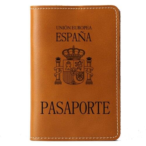 Spain Passport Cover Personalised engrave name Funda Pasaporte Spanish Genuine Leather Passport Holder