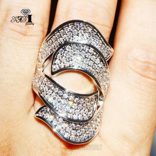 YaYI Fine Jewelry Fashion Princess Claw Set Cut White Cubic Zirconia Silver Color Engagement Wedding Party Leaves Gift Rings