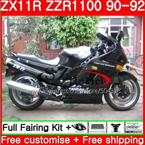 Body For KAWASAKI NINJA glossy black ZZR1100 ZX 11R ZX-11R ZZR 1100 5SH5 ZX11 ZX11R 90 91 92 ZX 11R 1990 1991 1992 Fairings Kit