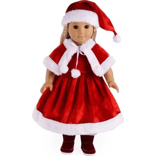 Doll Baby Christmas Dress for 18 Inch American Dolls Clothes Shoes for 43cm New Baby Born Dolls Gift`s Toy