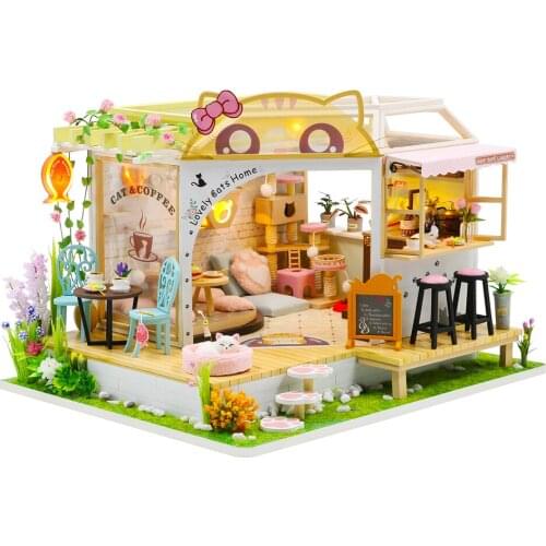 Doll House Furniture Wooden Miniature DIY Kit with Dust Cover and Music Box Assemble Crafts Toy Best Birthday Gift For Childre