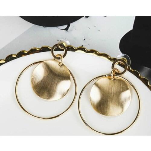 Fashion Jewelry Retro Metal Round Hollow Earrings Geometric Round Earrings Long Earrings Female Bohemian Big Earrings