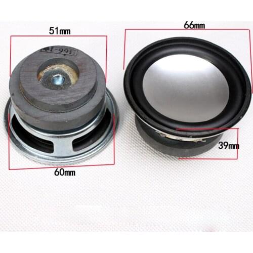2pcs 66mm Middle woofer 4ohm 10W Multimedia speaker HiFi audio Part Rubber edge