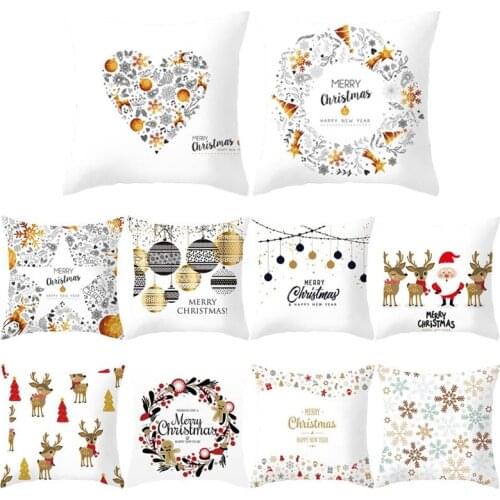 45x45cm Cartoon Santa Claus Elk Christmas Pillowcase Christmas Decor for Home Merry Christmas Ornament Navidad Xmas Gifts